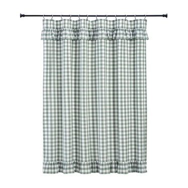 Annie Buffalo Green Check Ruffled Shower Curtain 72x72 VHC Brands - The Fox Decor